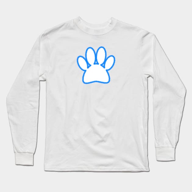 Blue Chalk Line Dog Paw Print Long Sleeve T-Shirt by Braznyc